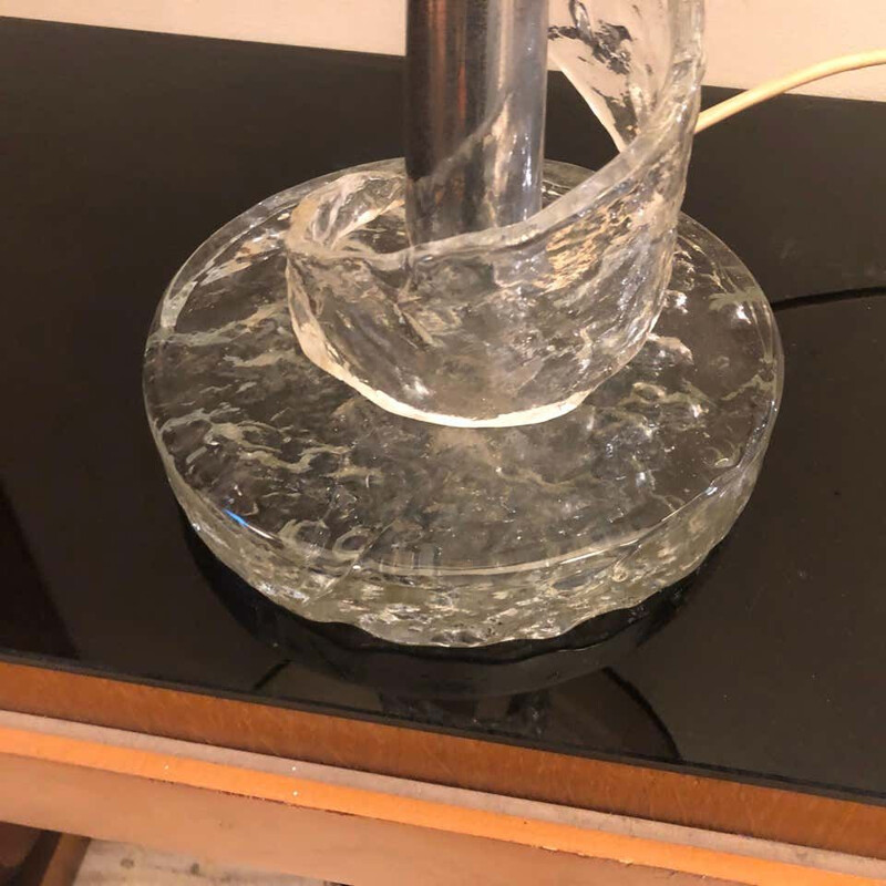 Vintage tafellamp in transparant Murano glas met spiraal, 1970