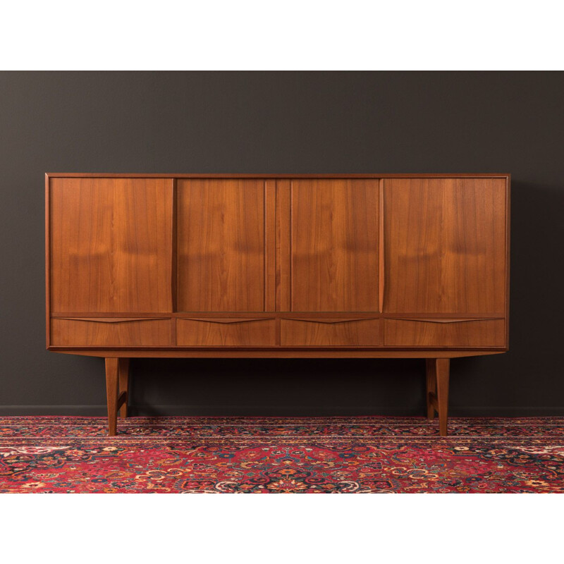 Vintage Scandinavian highboard in teak with 4 slinding doors, 1960s