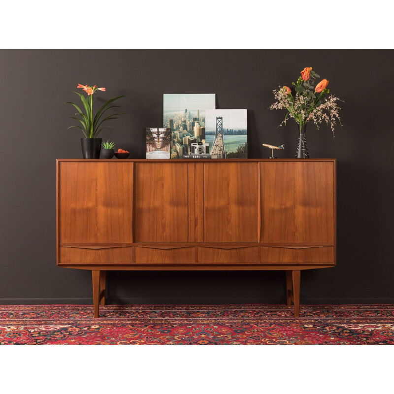 Vintage Scandinavian highboard in teak with 4 slinding doors, 1960s