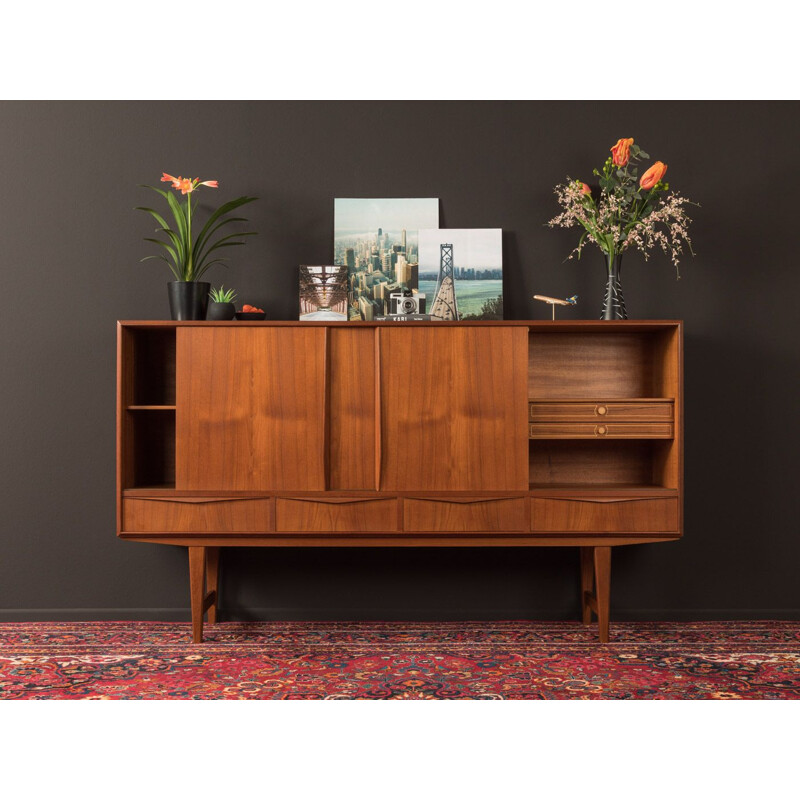 Vintage Scandinavian highboard in teak with 4 slinding doors, 1960s