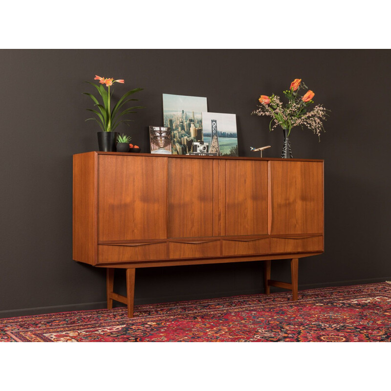 Vintage Scandinavian highboard in teak with 4 slinding doors, 1960s