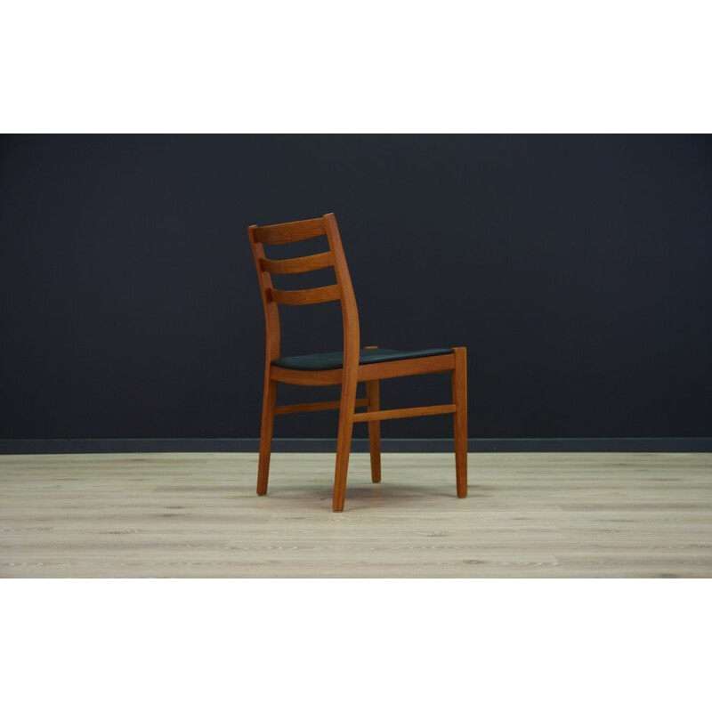 Ensemble de 4 chaises vintage en cuir et hêtre 1970