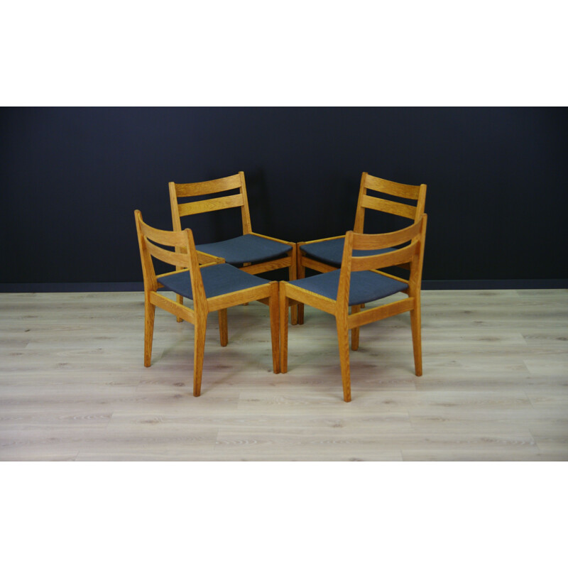 Ensemble de 4 chaises danoises vintage en frêne 1970