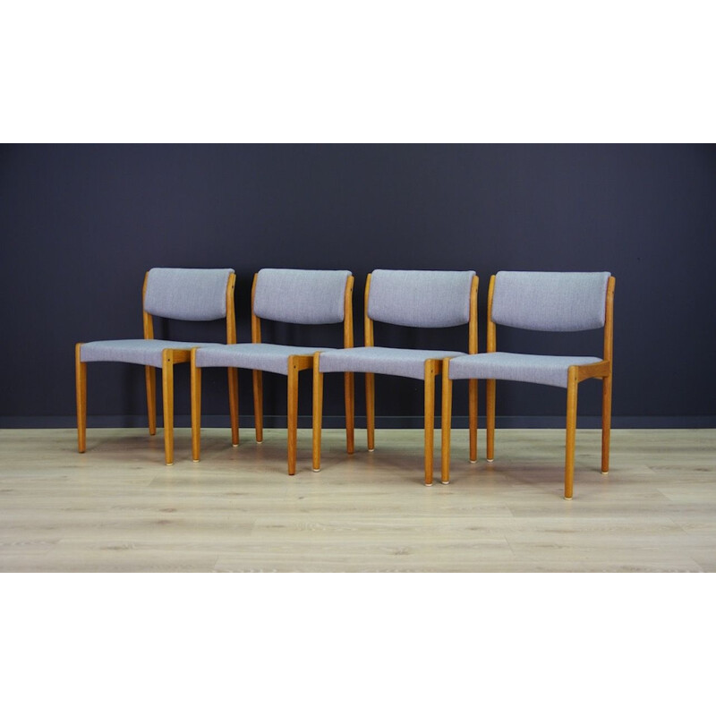 Ensemble de 4 chaises danoises vintage par Henry Walter Klein pour Bramin en frêne 1970