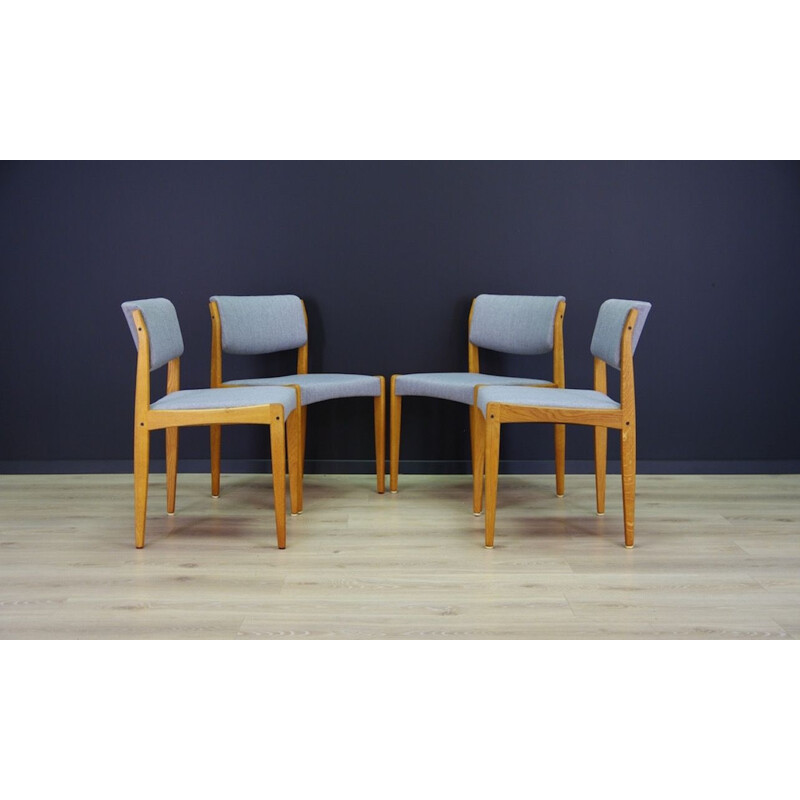 Set of 4 vintage danish chairs by Henry Walter Klein for Bramin in ashwood 1970s