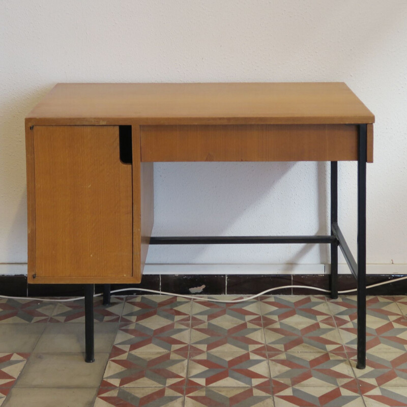 Vintage oak desk by Hitier, 1950