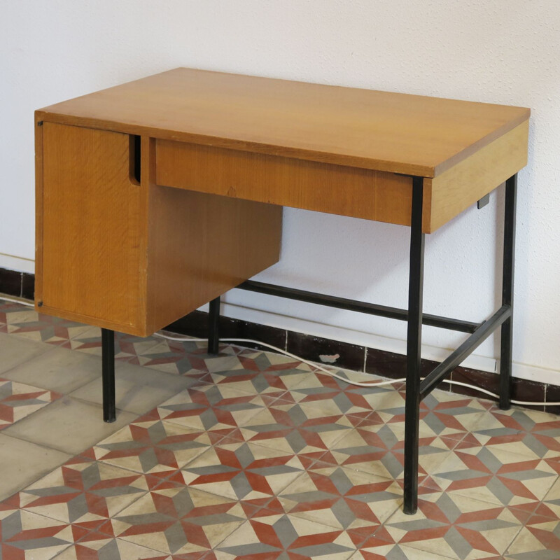 Vintage oak desk by Hitier, 1950