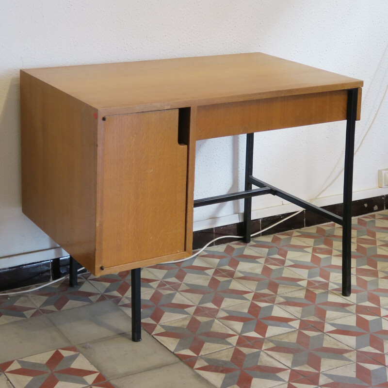 Vintage oak desk by Hitier, 1950