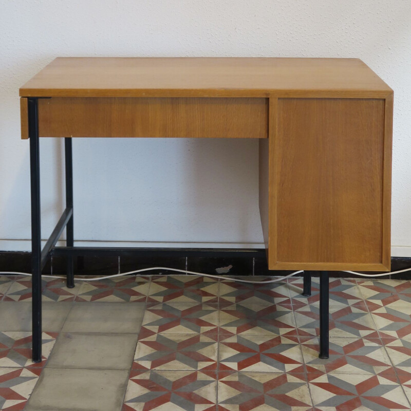 Vintage oak desk by Hitier, 1950