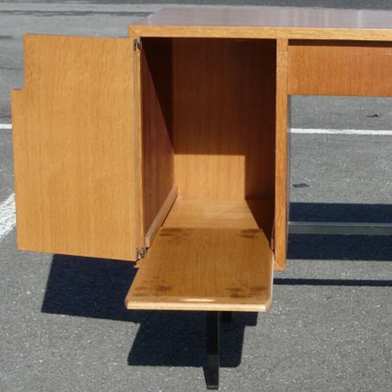 Vintage oak desk by Hitier, 1950