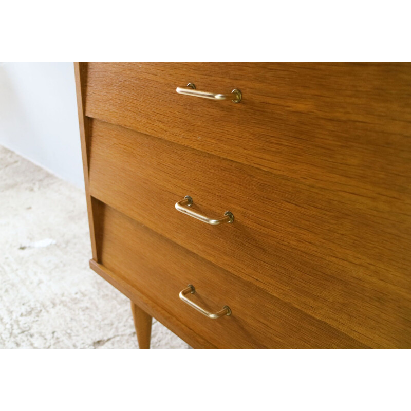 French vintage chest of drawers with cupboard and 4 drawers, 1960