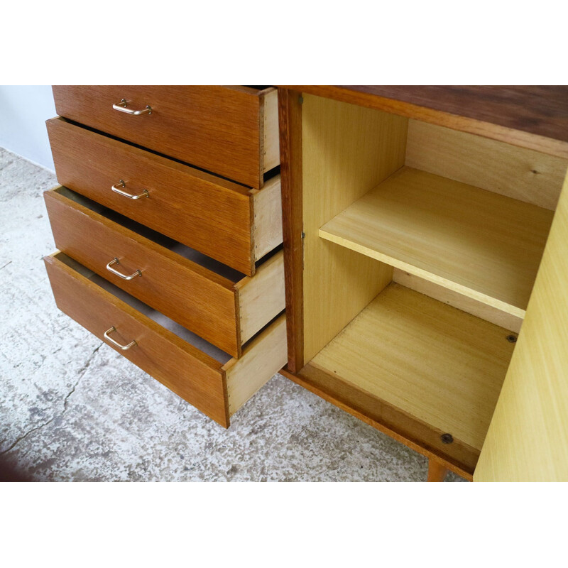 French vintage chest of drawers with cupboard and 4 drawers, 1960