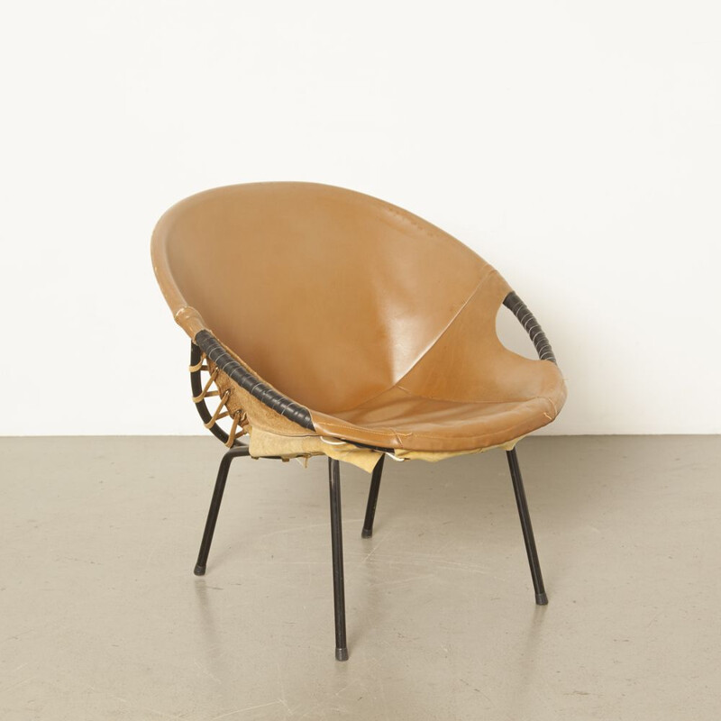 Vintage Circle Balloon chair from Lusch & Co in brown