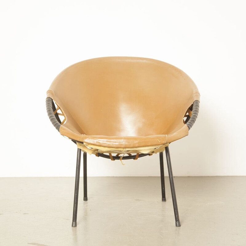 Vintage Circle Balloon chair from Lusch & Co in brown