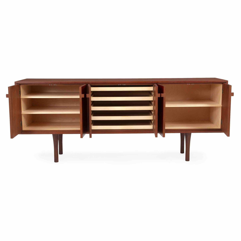 Vintage rosewood sideboard with 2 drawers and chromed metal handles