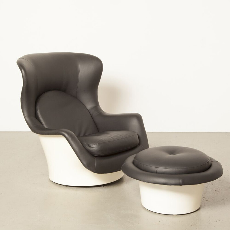 Vintage space age armchair with ottoman