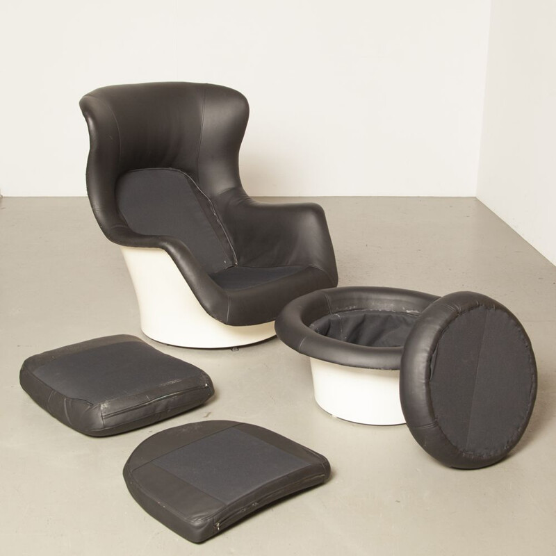 Vintage space age armchair with ottoman