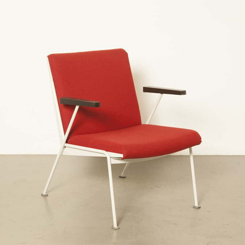 Vintage Oase chair by Wim Rietveld for Ahrend-De Cirkel in red wool