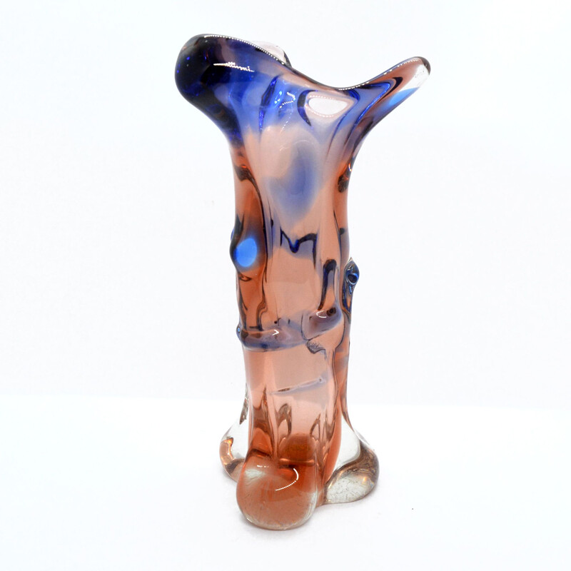 Bohemian glass vintage Niagara vase by Karel Zemek for Mstisov, 1960s