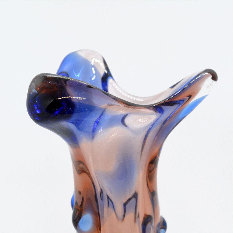 Bohemian glass vintage Niagara vase by Karel Zemek for Mstisov, 1960s