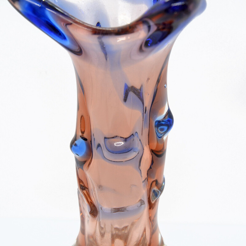 Vase Niagara vintage en verre bohémien de Karel Zemek pour Mstisov, 1960