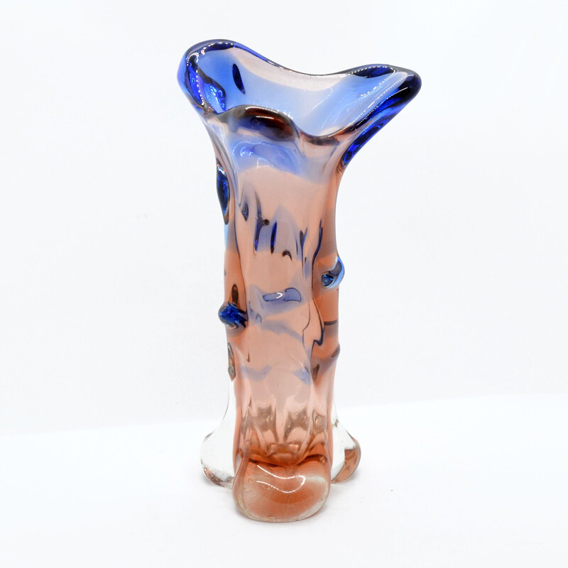 Bohemian glass vintage Niagara vase by Karel Zemek for Mstisov, 1960s