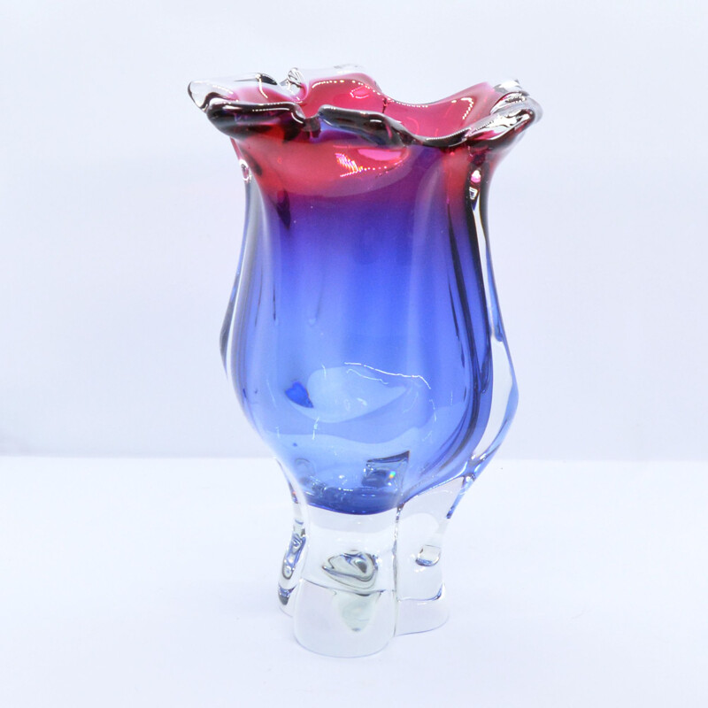 Glass vintage vase by J. Hospodka Chribska Sklarna, Czechoslovakia, 1960s