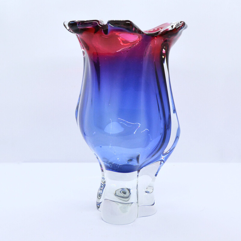 Glass vintage vase by J. Hospodka Chribska Sklarna, Czechoslovakia, 1960s