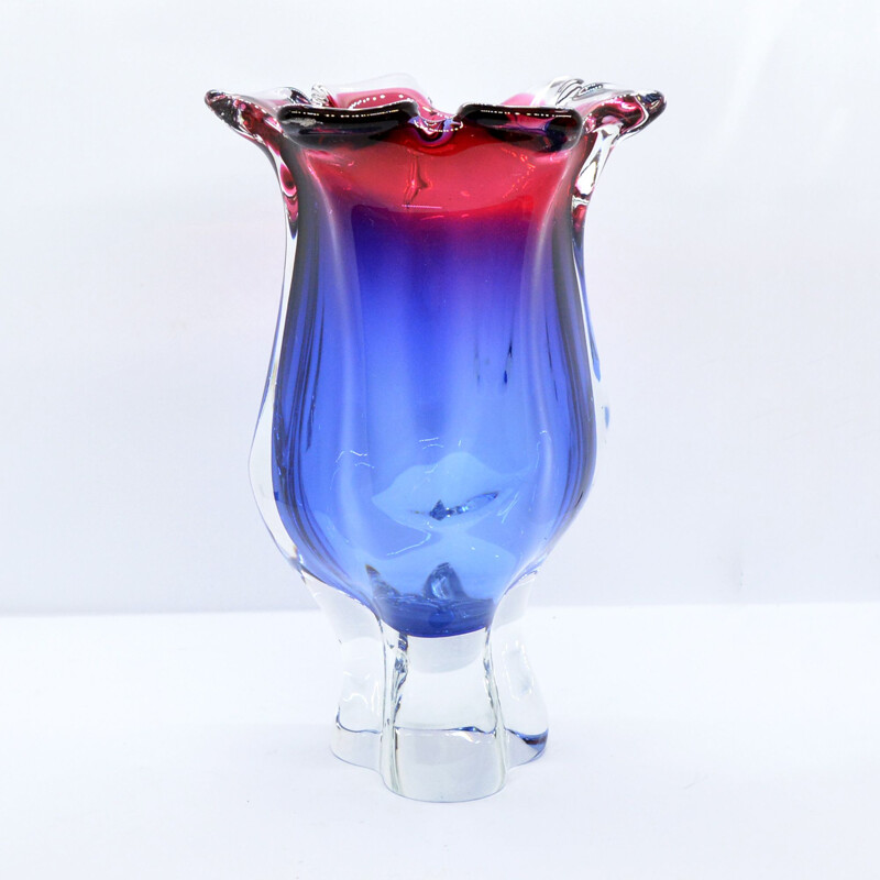 Glass vintage vase by J. Hospodka Chribska Sklarna, Czechoslovakia, 1960s