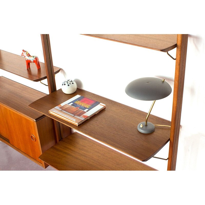 Vintage Fristho shelf by Willian Watting, in teak and brass