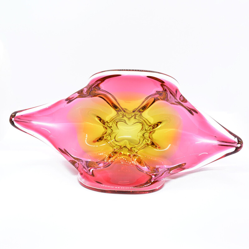 Large vintage glass bowl designed by J. Hospodka, Czechoslovakia, 1960s