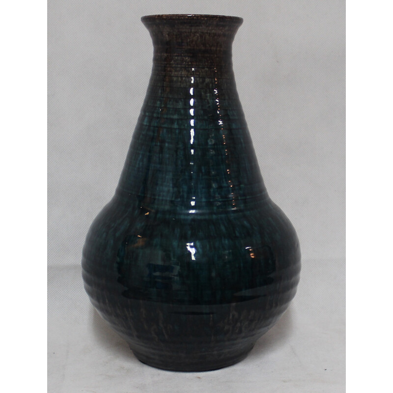 Accolay vase in blue ceramic - 1950s