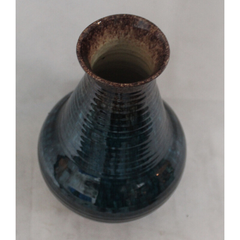 Vase en céramique bleue Accolay - 1950