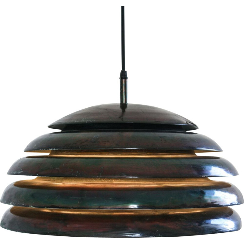 Vintage black beaded aluminum pendant lamp, 1960