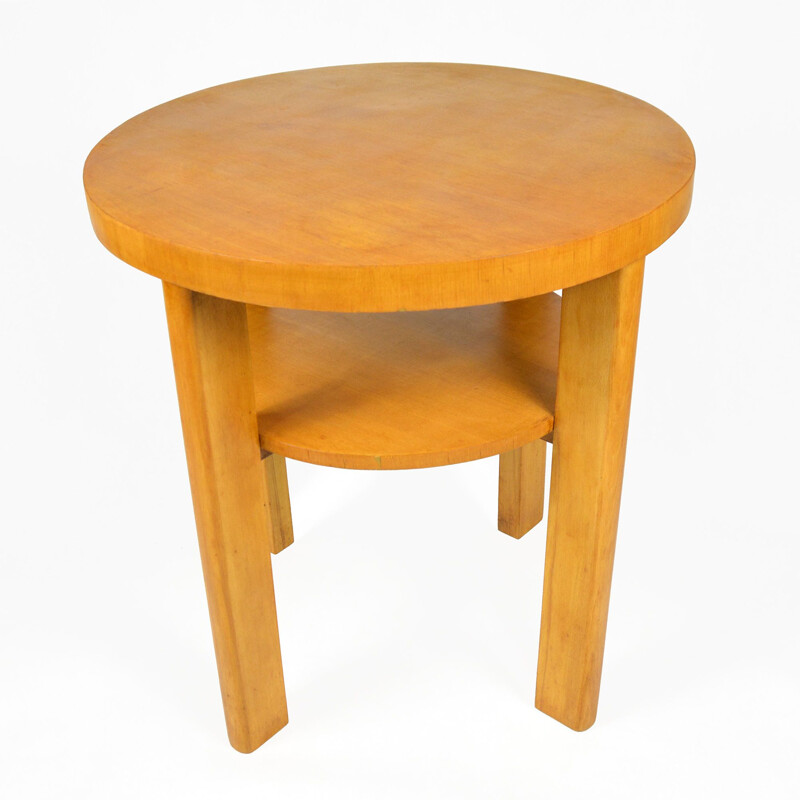 Round beech vintage coffee table, Germany, 1960s