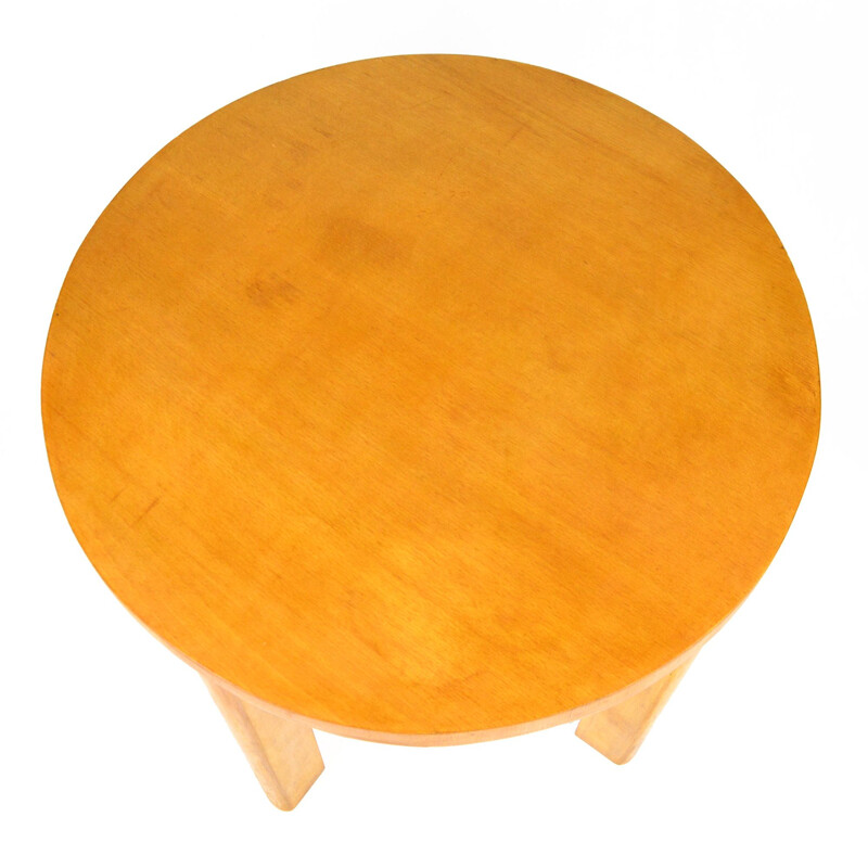 Round beech vintage coffee table, Germany, 1960s
