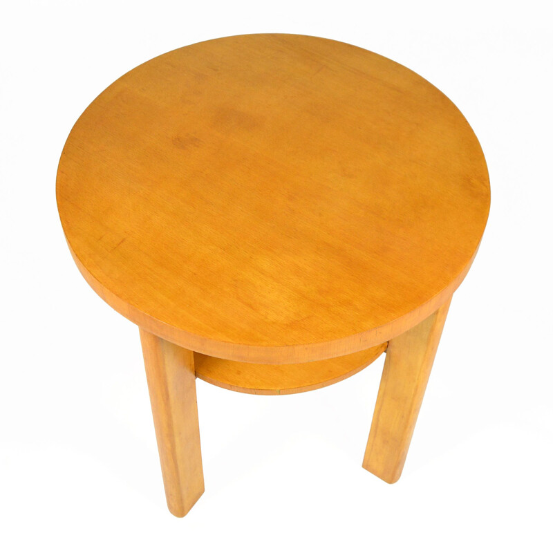 Round beech vintage coffee table, Germany, 1960s