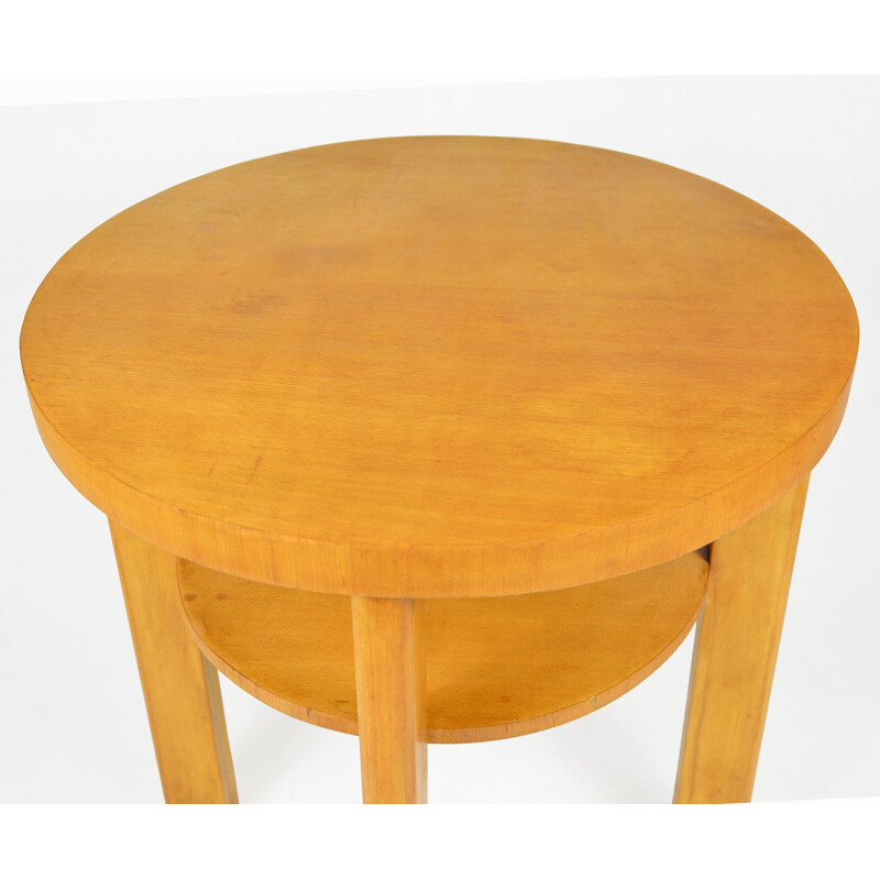 Round beech vintage coffee table, Germany, 1960s