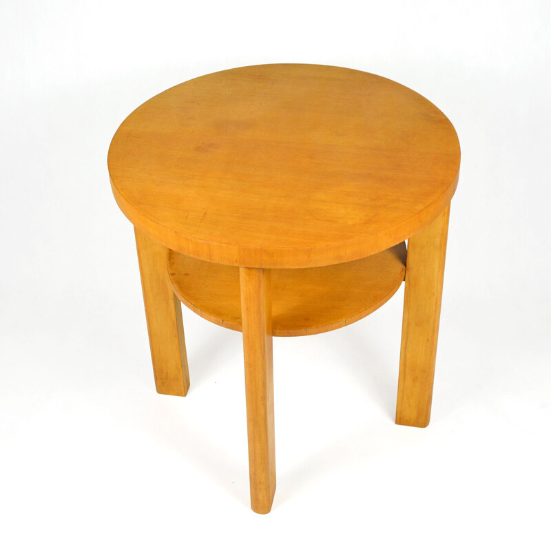 Round beech vintage coffee table, Germany, 1960s