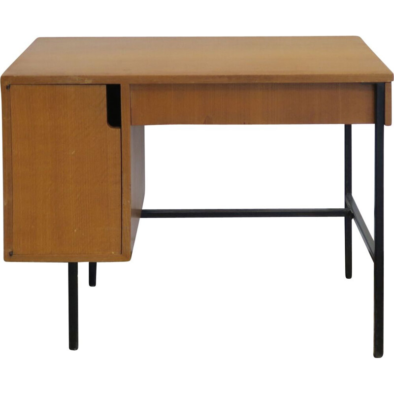 Vintage oak desk by Hitier, 1950