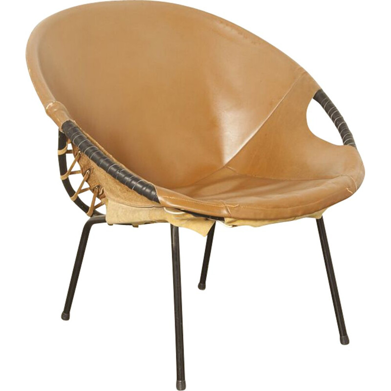 Vintage Circle Balloon chair from Lusch & Co in brown