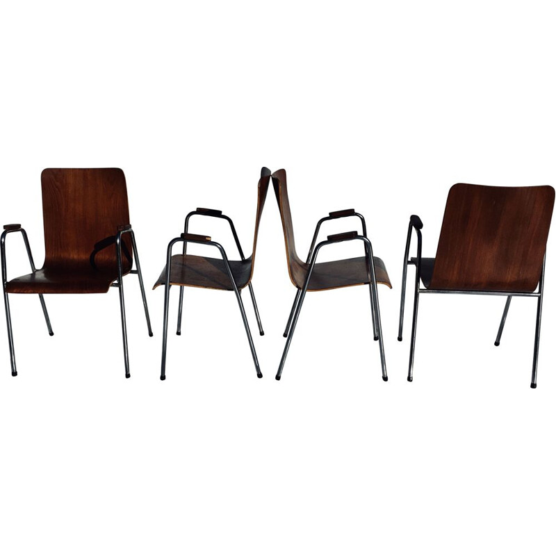 Suite of 4 vintage teak chairs