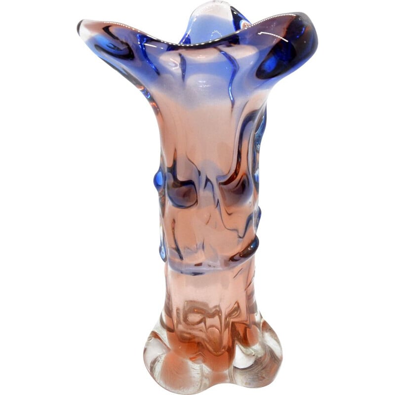 Bohemian glass vintage Niagara vase by Karel Zemek for Mstisov, 1960s