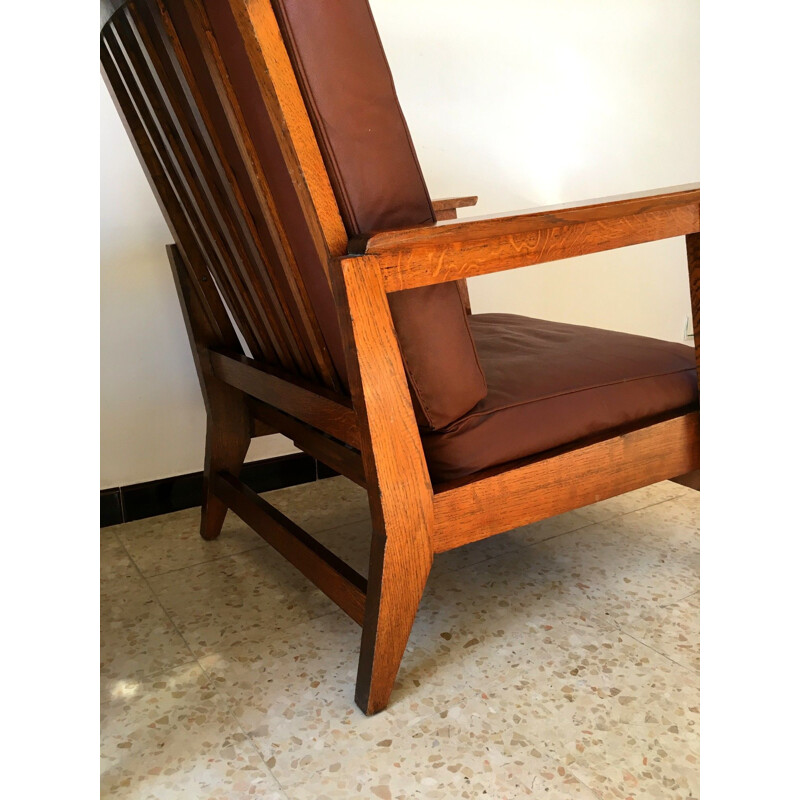 Pair of vintage oak armchairs 1950