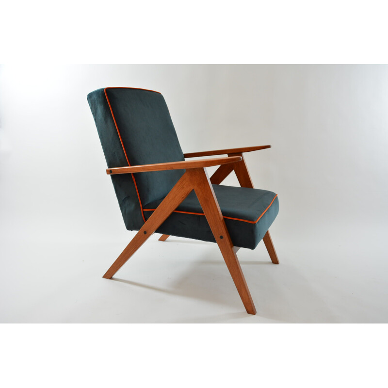 Vintage Kompas blue armchair, 1970s