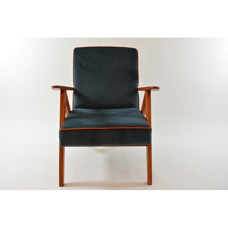 Vintage Kompas blue armchair, 1970s