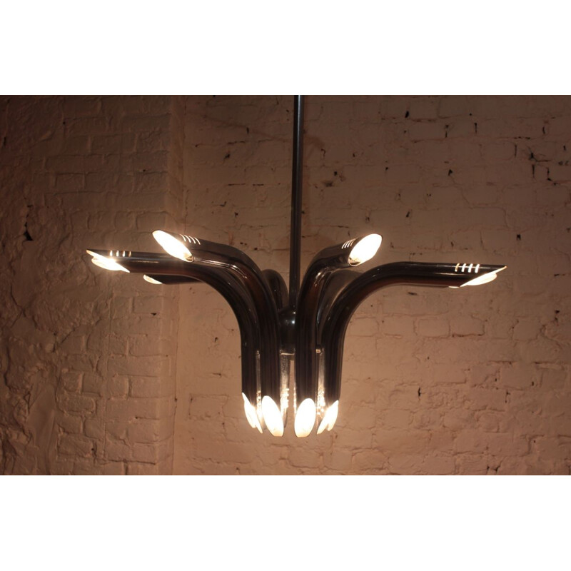 Vintage chrome plated chandelier by Goffredo Reggiani