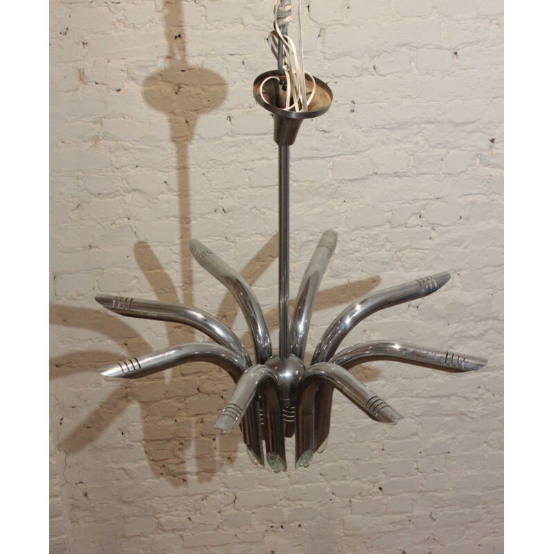 Vintage chrome plated chandelier by Goffredo Reggiani