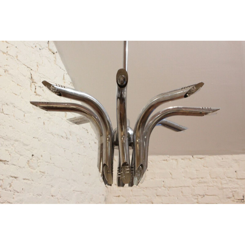 Vintage chrome plated chandelier by Goffredo Reggiani