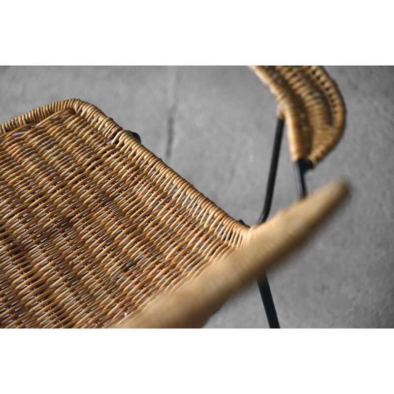 Set of 3 vintage Italian Modern Rattan Basket Chairs by Gian Franco Legler, 1950